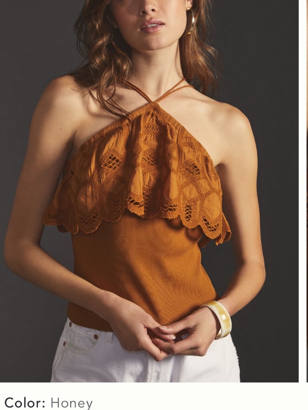 Anthropologie Tan Lace Trim Camisole